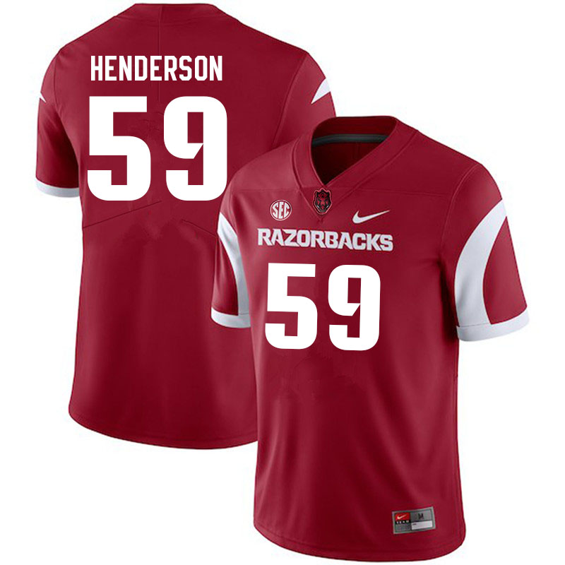 Men #59 Eli Henderson Arkansas Razorbacks College Football Jerseys Sale-Cardinal